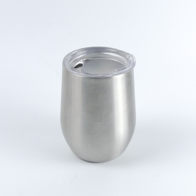 12oz Custom Stainless Steel Coffee Mugs Double Walled Egg Wine Cup With Lid Travel Wine Tumbler