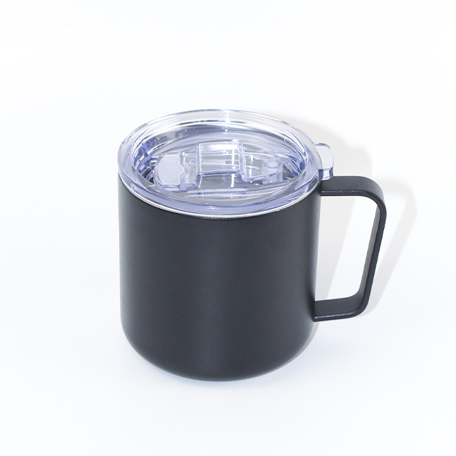 12oz Wholesale Double Wall Vacuum Travel Tumbler Cup Mugs With Handle And Slip Lid