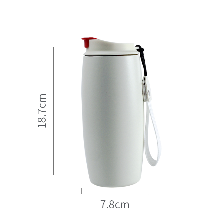 12oz Stainless Steel Insulation Thermos Shaker Sport Bottle with Lid and Strap 