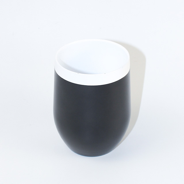 12oz Double Wall Stainless Steel Insulated Wine Stemless Cups with Ceramic Interior for Coffee Wine Cocktails