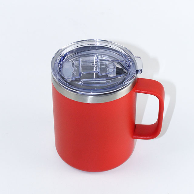 12.5oz Customized Logo Wholesale Double Walled Coffee Tumbler Stainless Steel Camping Mug With Sliding/Flip Lids In Bulk