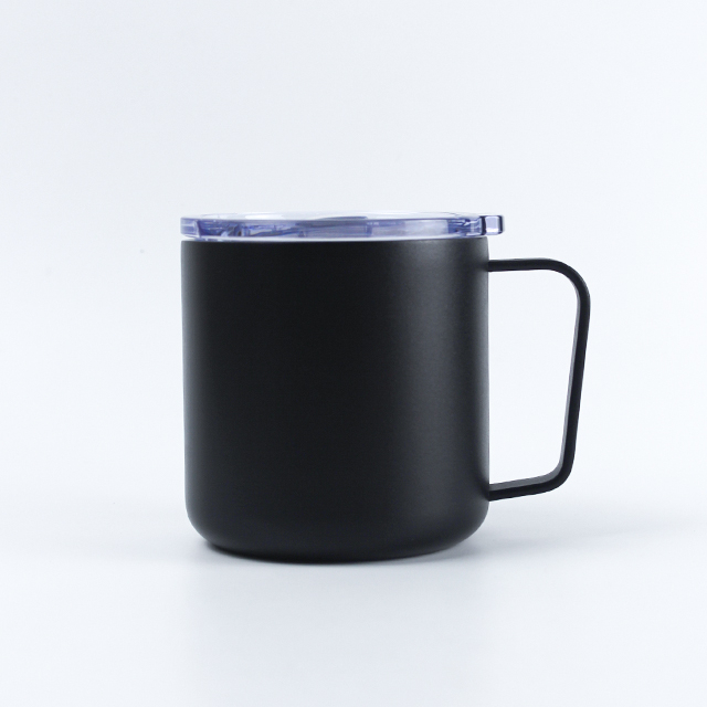 12oz Wholesale Double Wall Vacuum Travel Tumbler Cup Mugs With Handle And Slip Lid