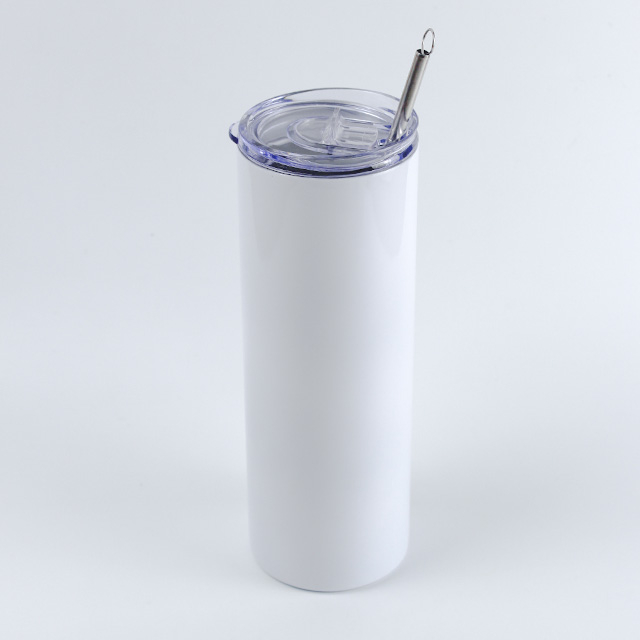 21oz Straight Skinny Stainless Steel Vaccum Sublimation Blanks Tumbler With Lip And Stainless Steel Straw