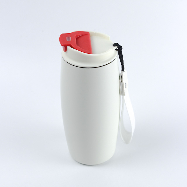 12oz Stainless Steel Insulation Thermos Shaker Sport Bottle with Lid and Strap 