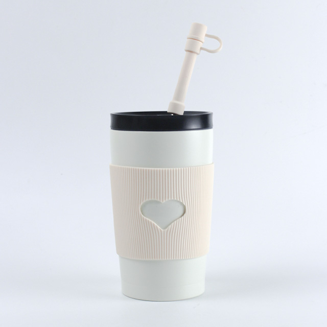 16oz Temperature Display Stainless Steel Double Wall Vacuum Insulated Cofee Tumblers With Slicon Cover 