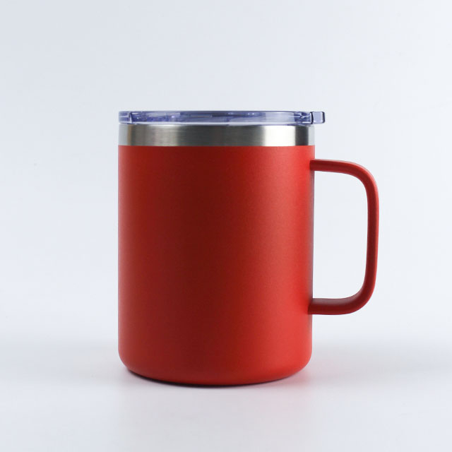 12.5oz Customized Logo Wholesale Double Walled Coffee Tumbler Stainless Steel Camping Mug With Sliding/Flip Lids In Bulk