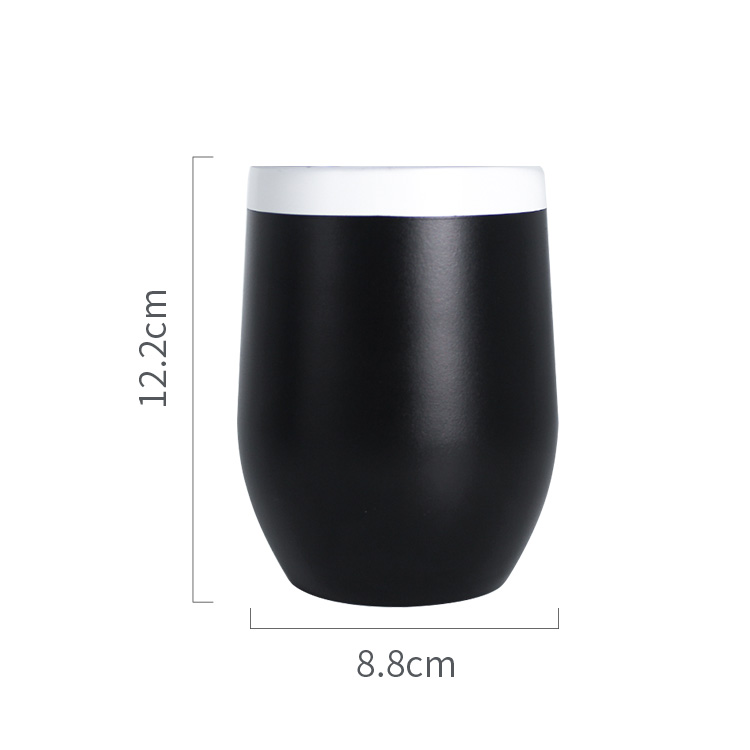 12oz Custom Stainless Steel Coffee Mugs Double Walled Egg Wine Cup With Lid Travel Wine Tumbler