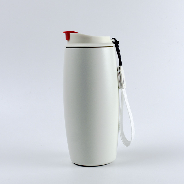12oz Stainless Steel Insulation Thermos Shaker Sport Bottle with Lid and Strap 